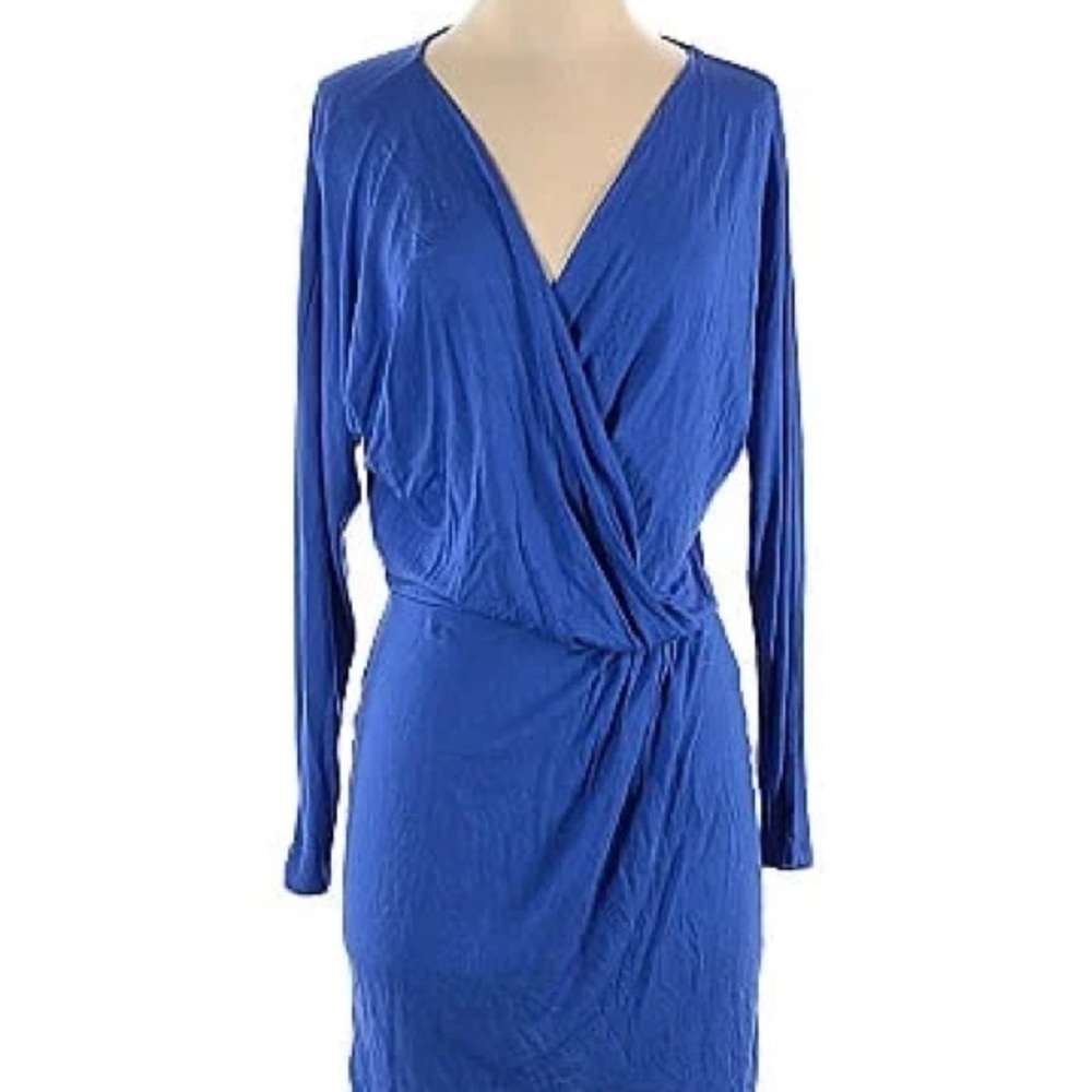 Haute Hippie Blue Bodycon Dress with Dolman Sleeves